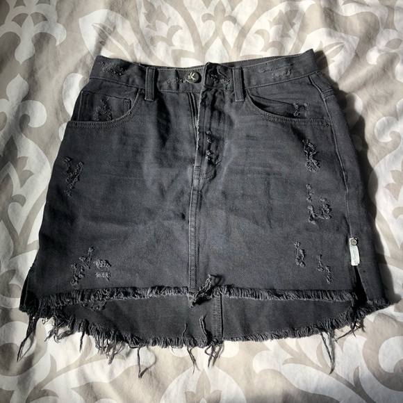 One Teaspoon Black Denim Skirt - Picture 2 of 4